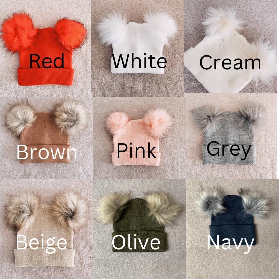 Double Pom Patch/Embroidery Beanies