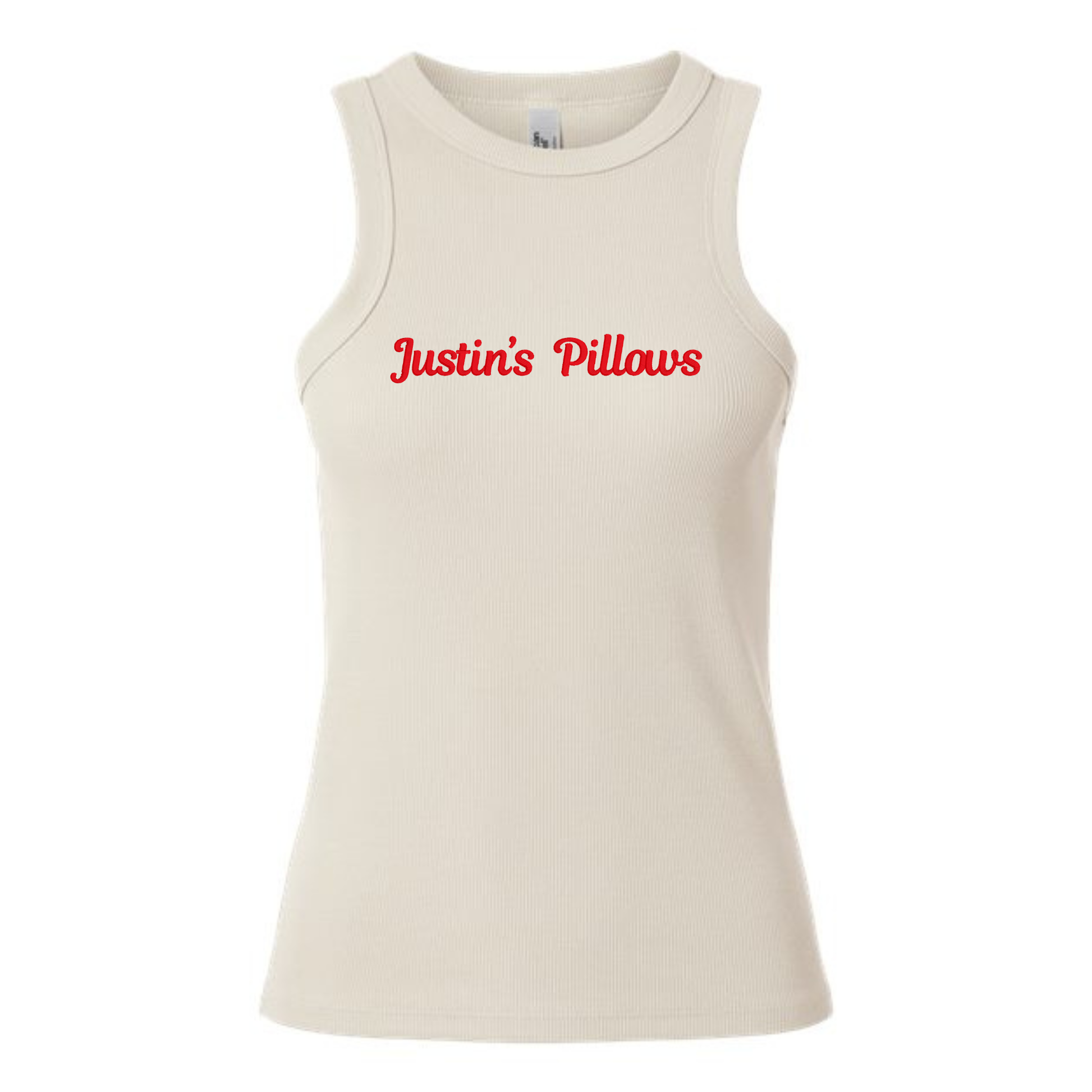 Custom embroidered women’s ribbed tank top with personalized text